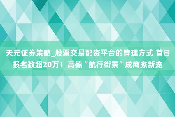 天元证券策略_股票交易配资平台的管理方式 首日报名数超20万！高德“航行街景”成商家新宠