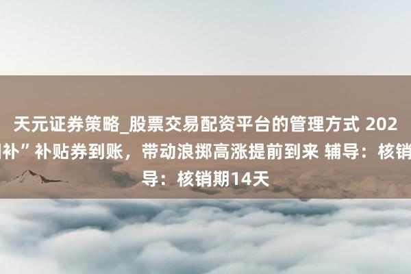 天元证券策略_股票交易配资平台的管理方式 2026年“国补”补贴券到账，带动浪掷高涨提前到来 辅导：核销期14天