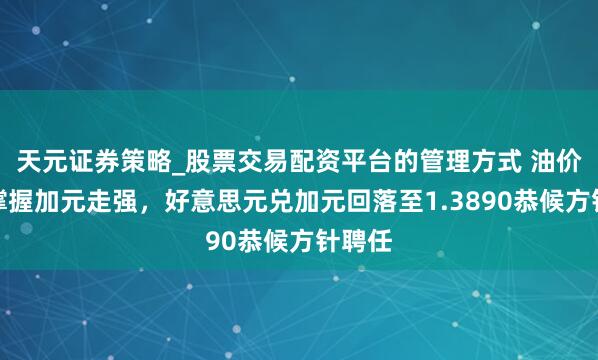 天元证券策略_股票交易配资平台的管理方式 油价回升撑握加元走强，好意思元兑加元回落至1.3890恭候方针聘任