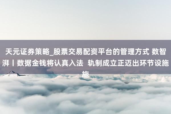 天元证券策略_股票交易配资平台的管理方式 数智湃丨数据金钱将认真入法  轨制成立正迈出环节设施