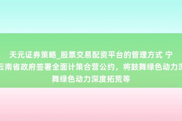 天元证券策略_股票交易配资平台的管理方式 宁德期间与云南省政府签署全面计策合营公约，将鼓舞绿色动力深度拓荒等