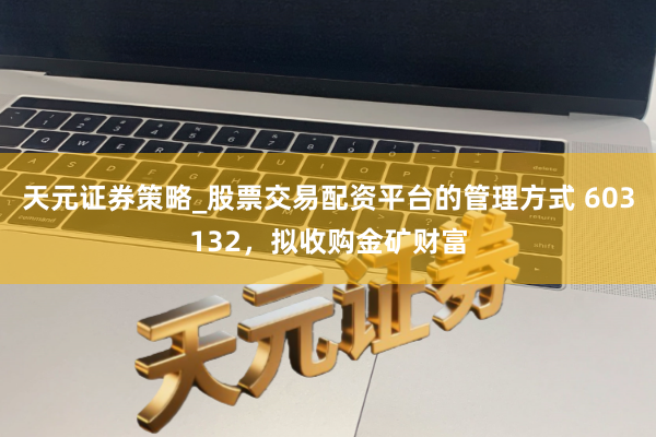 天元证券策略_股票交易配资平台的管理方式 603132，拟收购金矿财富