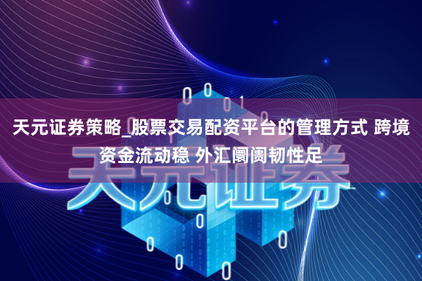 天元证券策略_股票交易配资平台的管理方式 跨境资金流动稳 外汇阛阓韧性足