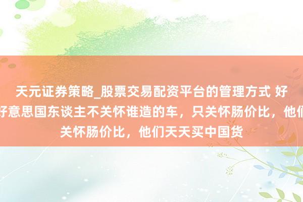 天元证券策略_股票交易配资平台的管理方式 好意思国行家：好意思国东谈主不关怀谁造的车，只关怀肠价比，他们天天买中国货