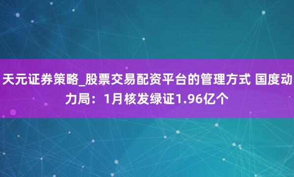 天元证券策略_股票交易配资平台的管理方式 国度动力局：1月核发绿证1.96亿个