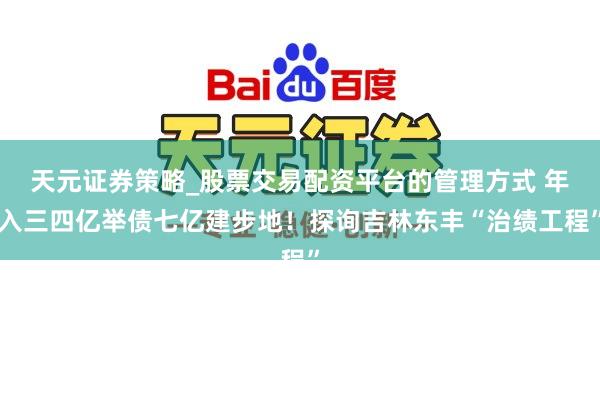 天元证券策略_股票交易配资平台的管理方式 年入三四亿举债七亿建步地!探询吉林东丰“治绩工程”